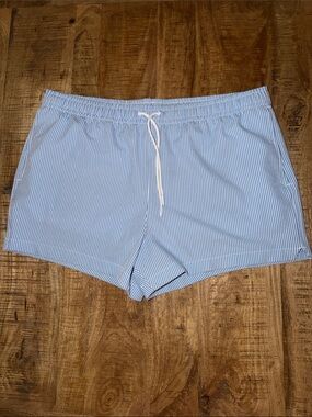 Abercrombie & Fitch Light Blue Pinstripe Athletic Shorts